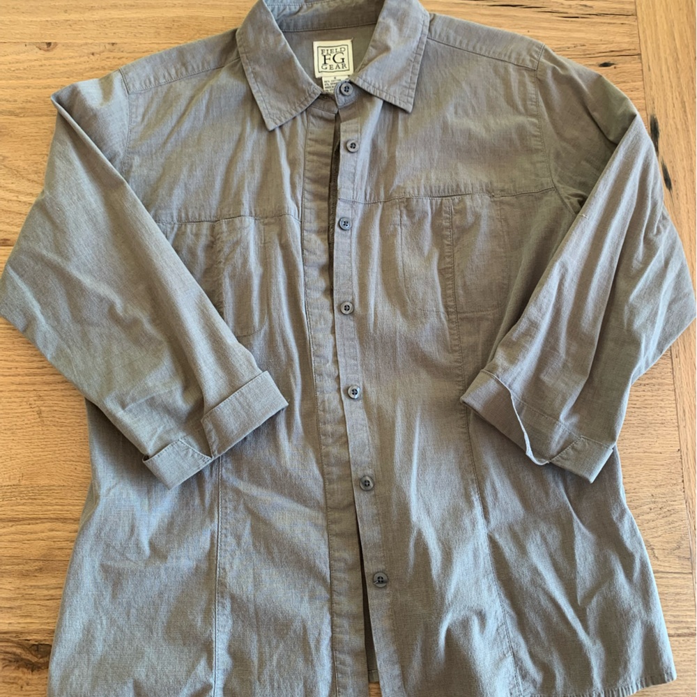Field Gear‎ 3/4 Sleeve Women’s Cotton Green Button Up Shirt Small Preloved